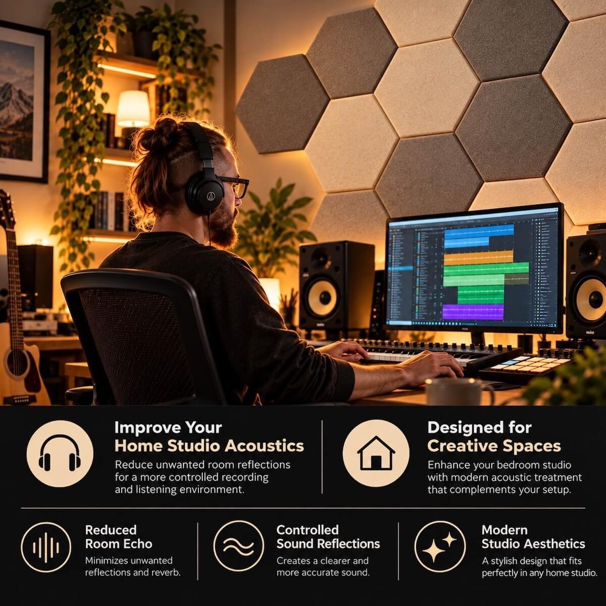 Bedroom producer Cozy Studio Acoustic-Panel Showcase