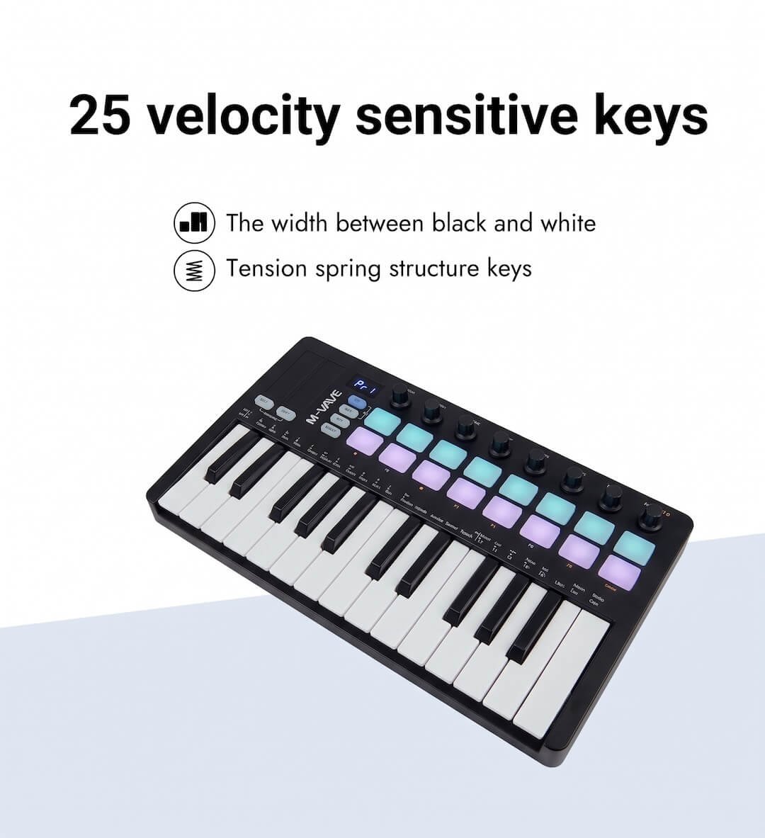 M-VAVE SMK-25 II Black MIDI Keyboard key information