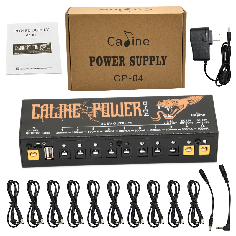 Caline CP-04 Isolated Guitar Pedal Power Supply with 10 Outputs with US adapter - Image 2