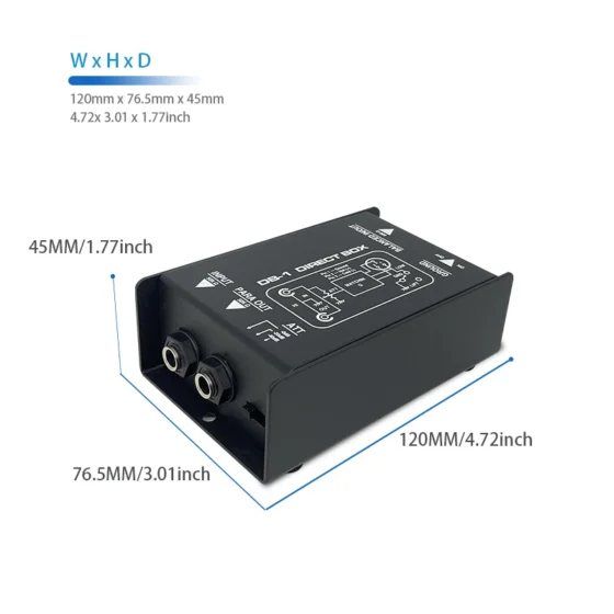 Professional Passive Single DI Box for Guitar, Bass, Keyboard & Live Sound