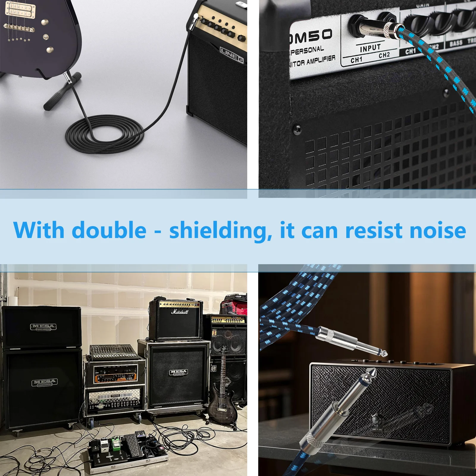 6.35mm Braided Guitar Cable 3m,TS Plug Audio Cable - Image 9