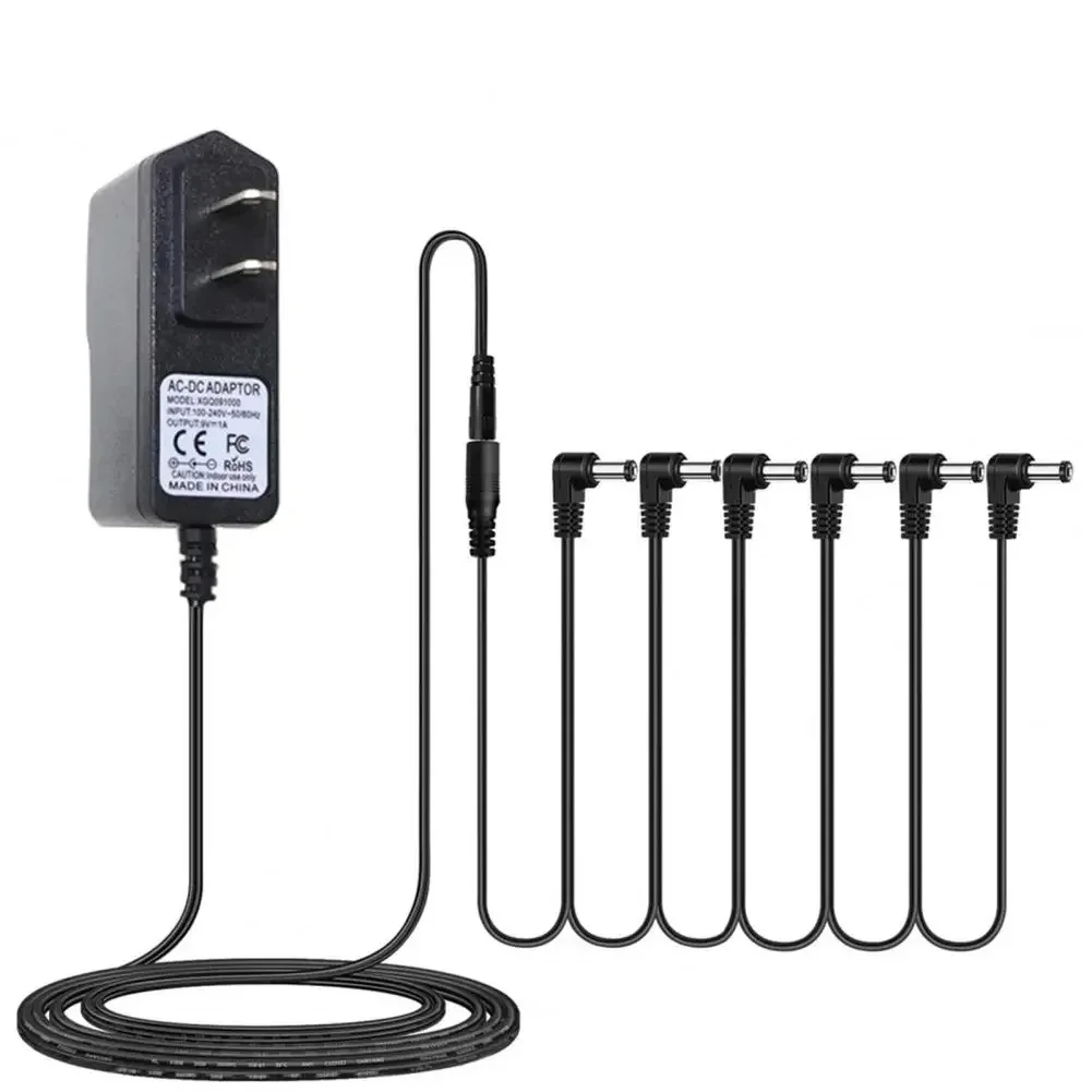 Guitar Pedal Power Supply Adapter with 5-Way Daisy Chain Cable