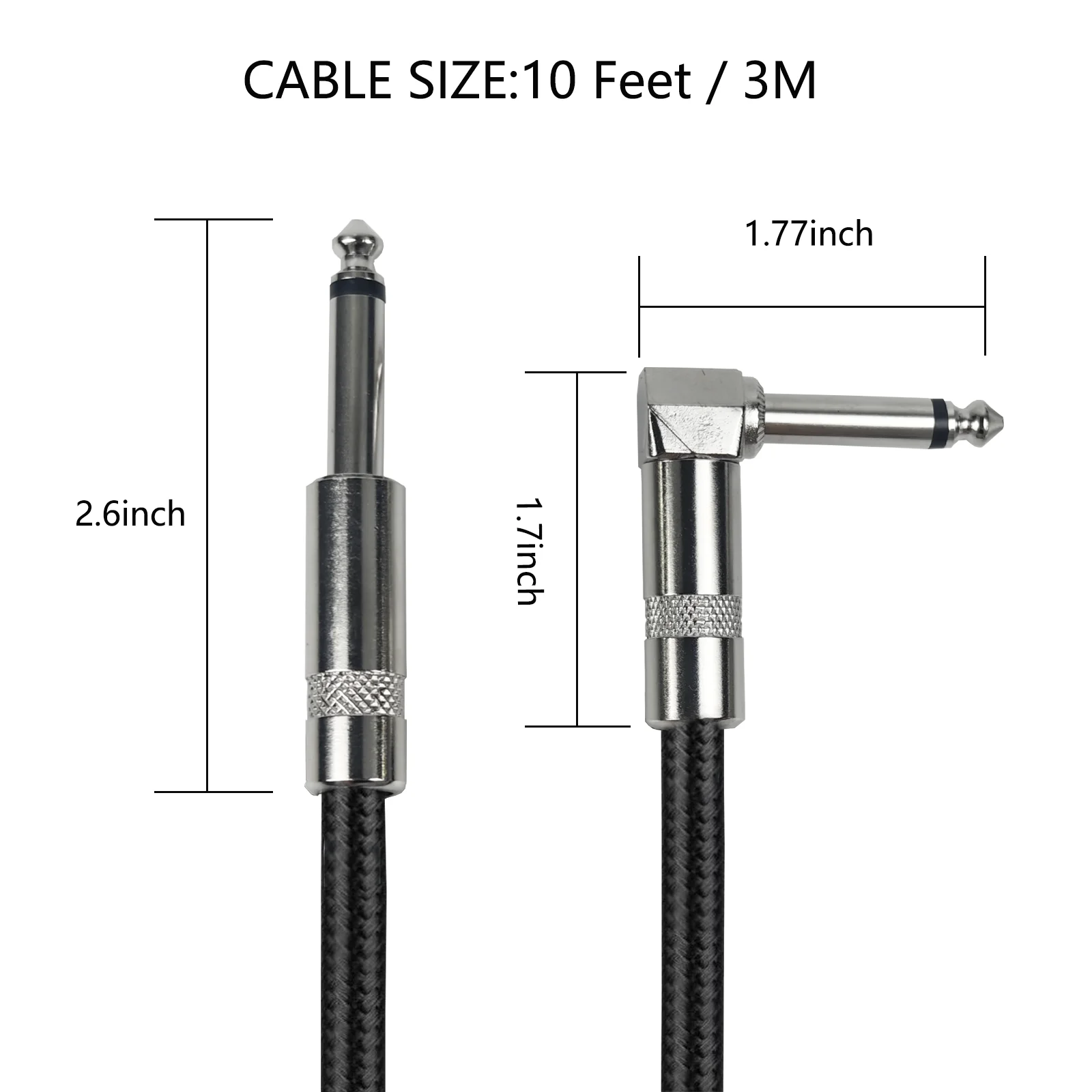 6.35mm Braided Guitar Cable 3m,TS Plug Audio Cable - Image 7
