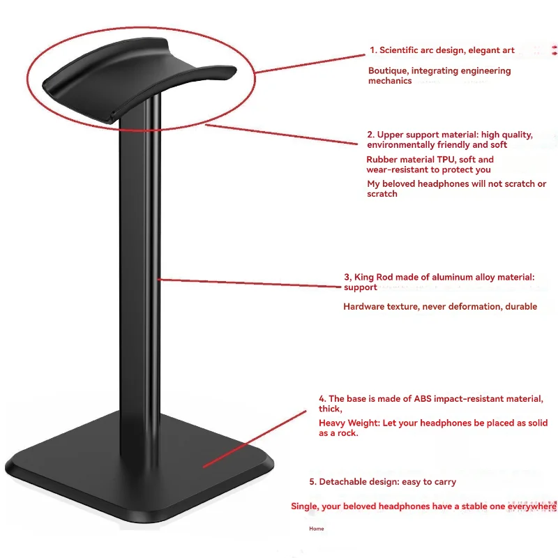 Aluminum Headphone Stand for Music Producers – Desktop Headset Holder for Home Studio - Image 5