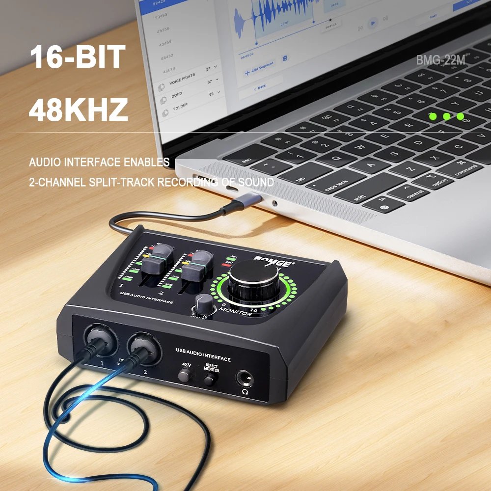 BM16 2-Channel USB Audio Interface with 48V Phantom Power - Image 3