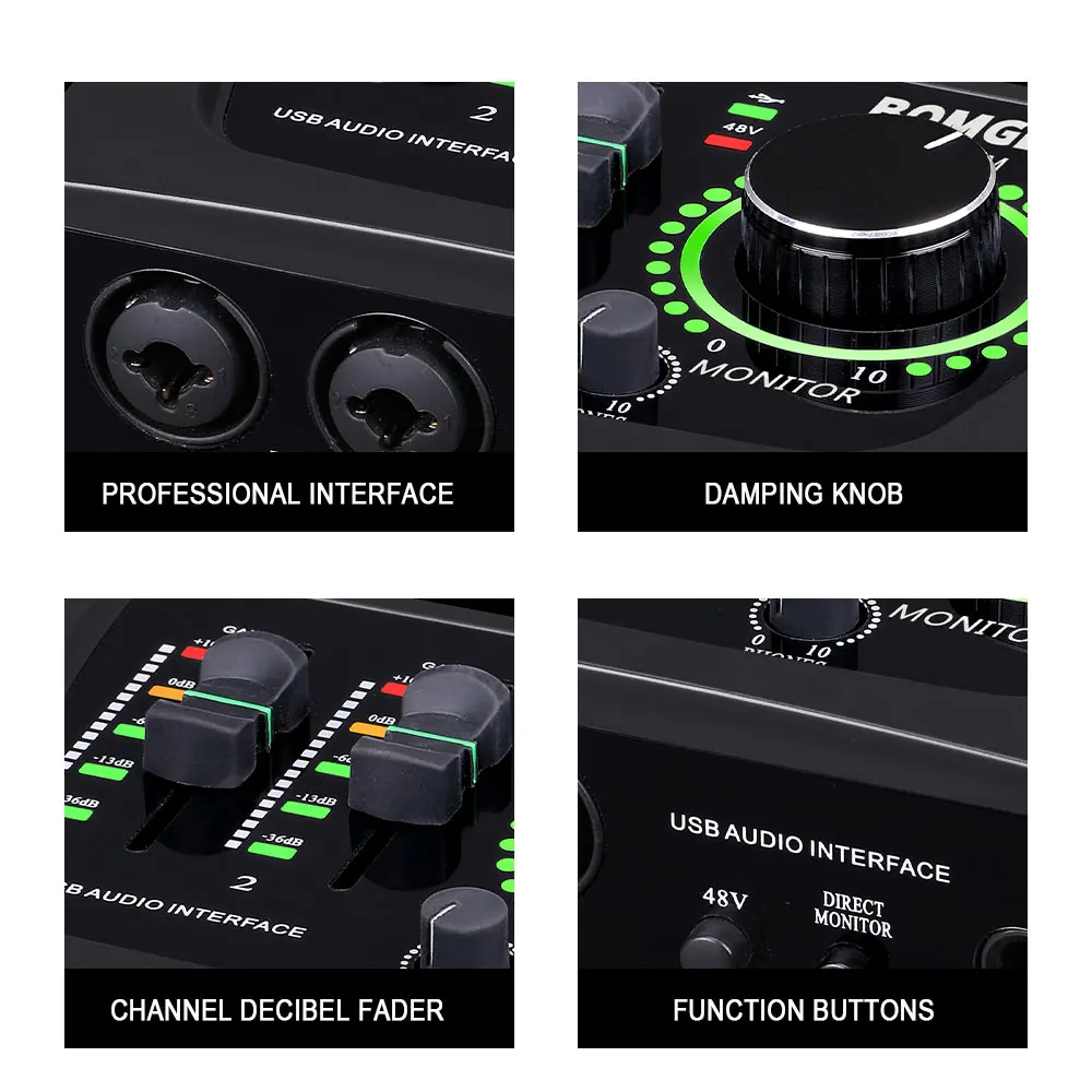 BM16 2-Channel USB Audio Interface with 48V Phantom Power - Image 2