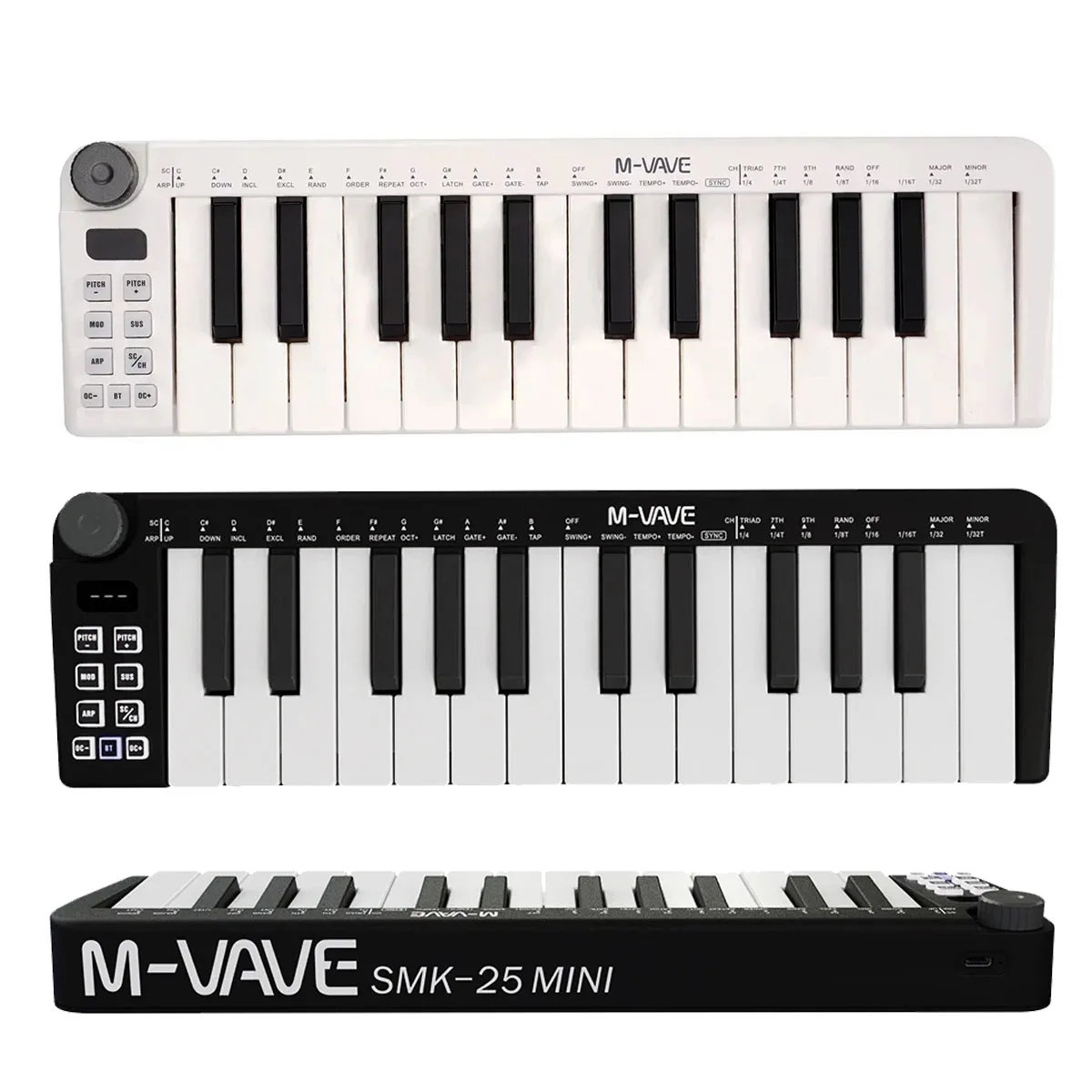 M-VAVE SMK-25 Mini MIDI Keyboard Controller – 25-Key Portable USB-C MIDI Controller with Pitch & Modulation