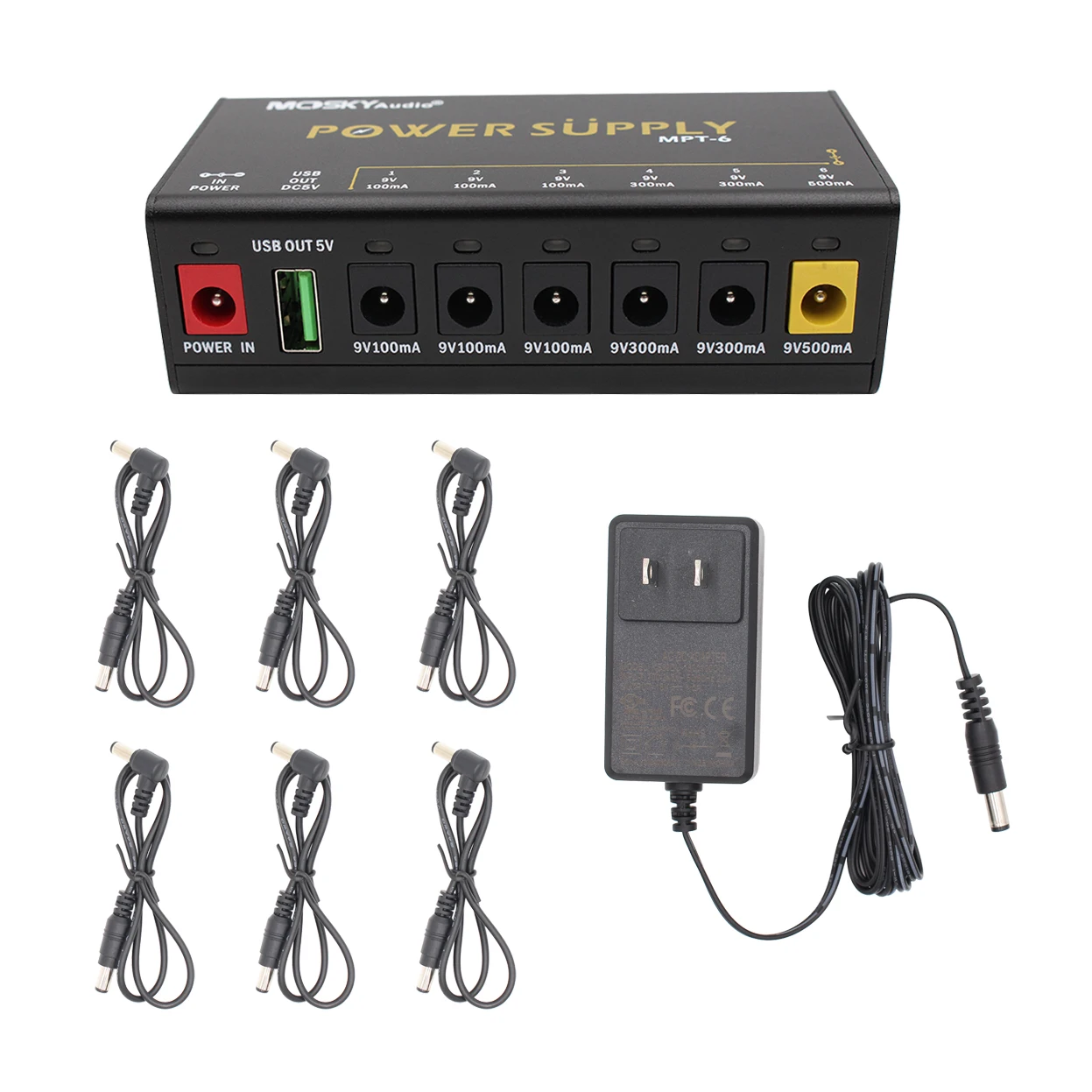 Mosky MPT-6 Guitar Pedal Power Supply with 6 DC Outputs with US adapter - Image 2