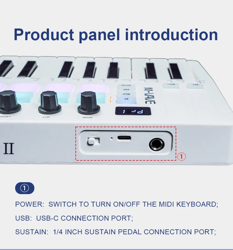 M-VAVE SMK-25 II 25-Key MIDI Controller Keyboard with 16 RGB Pads & 8 Knobs - Image 4