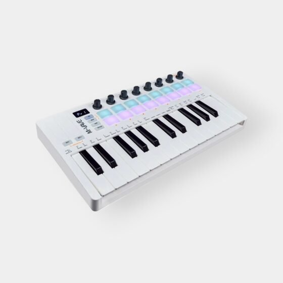 25 Key Midi keyboard on solid background